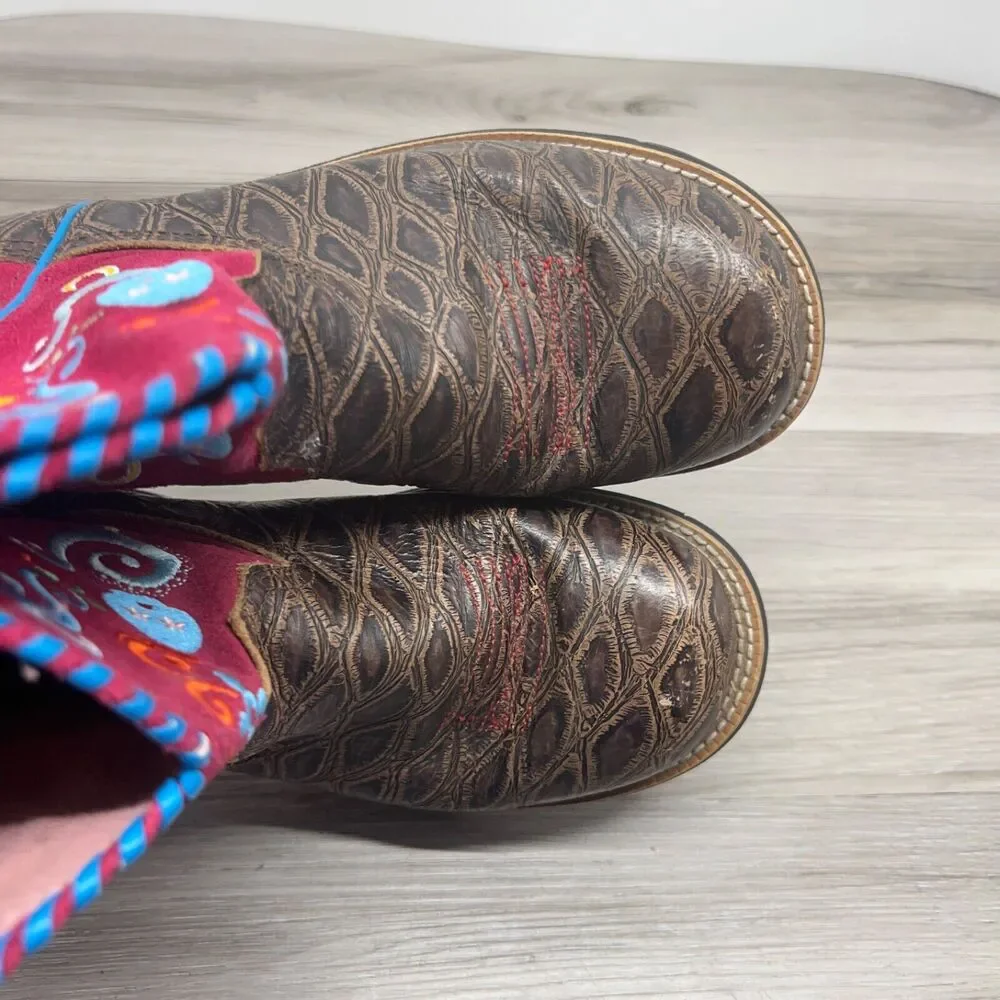 Ariat‎ Girl's Size 5.5 EU 36 Leather Tombstone Sugar Skull Western Boots